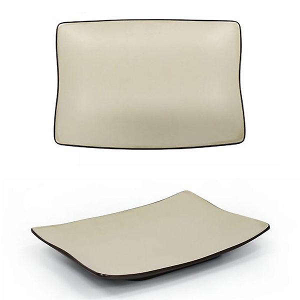  투톤 멜라민 대형 반찬접시 음식접시 29.5x18.5cm 1호