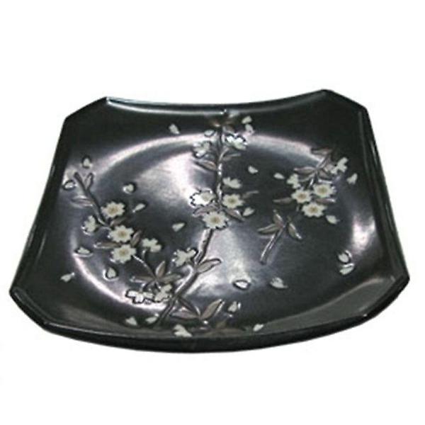  흑매화 접시 도자기 접시 사각 나눔 앞 접시 19cm