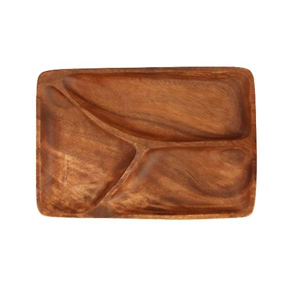  아카시아 원목 직사각 3절 접시 1P 우드 나무 그릇