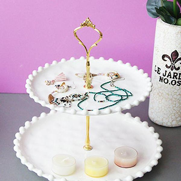  폴카도트 2단 케이크스탠드 파티플레이트 케이크접시