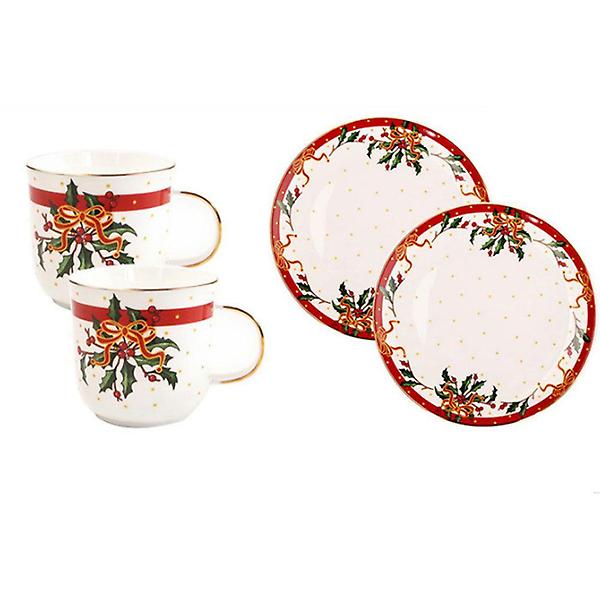  크리스마스 접시 2p 머그 2p 홈파티 플레이팅 세트