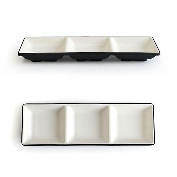  투톤 멜라민 3칸 나눔접시 소스 반찬 그릇 29.4cm 7호