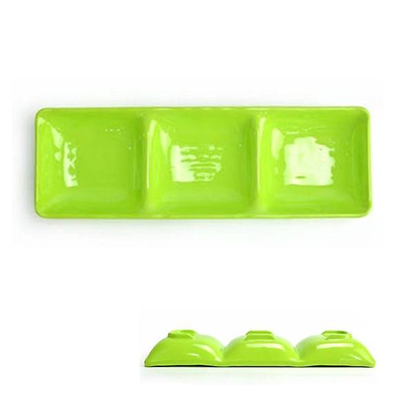  업소용 멜라민 3칸 웰빙접시(연두색)