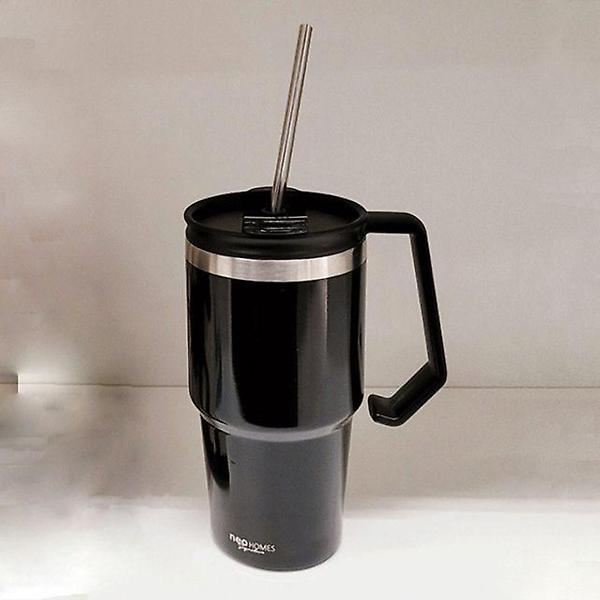  네오홈즈 손잡이 텀블러 스텐 보온병 보틀 블랙 600ml