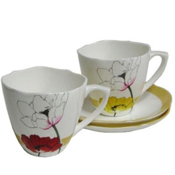  양귀비 커피잔 도자기 찻잔 홈 카페 음료 커피잔 2개