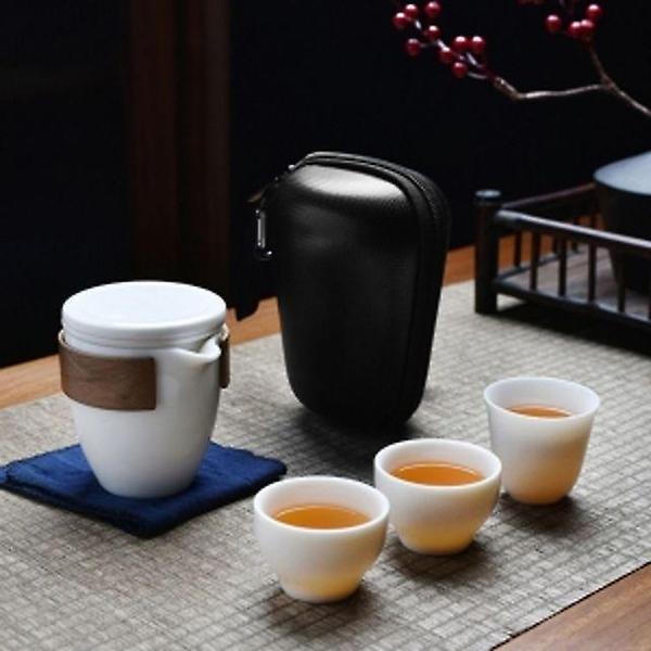  순수  차생활 휴대용 다기세트 3인 도자기 백자 다완