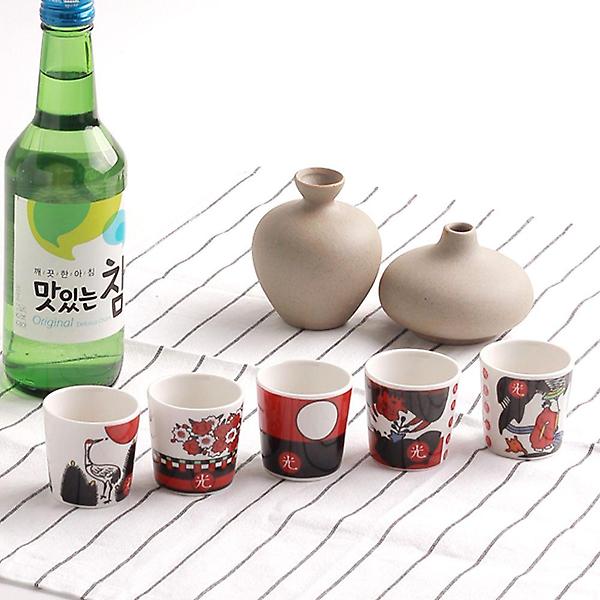  오광 소주잔 일본사케잔 고량주 도자기 술잔 세트