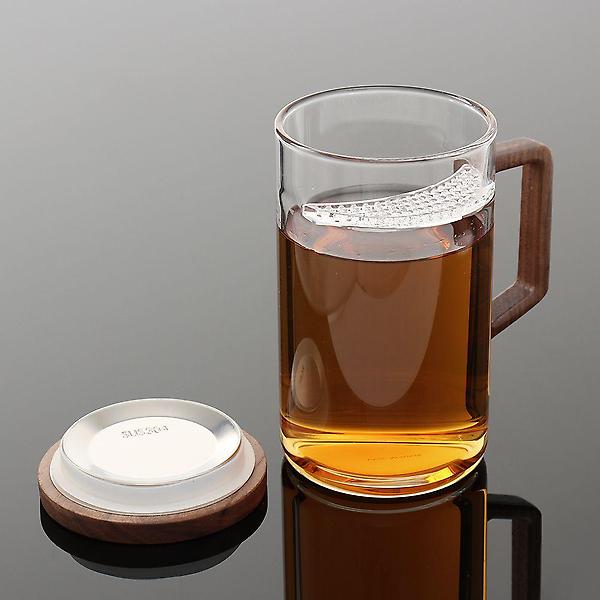  간편한 일체형 거름망 내열 유리 티머그 차잔 400ml