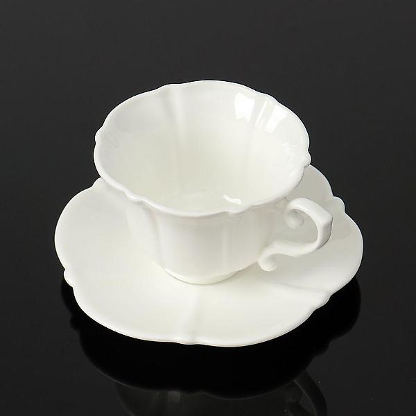  메르씨 꽃잎 도자기 커피 잔 세트 185ml 순백 홍차잔