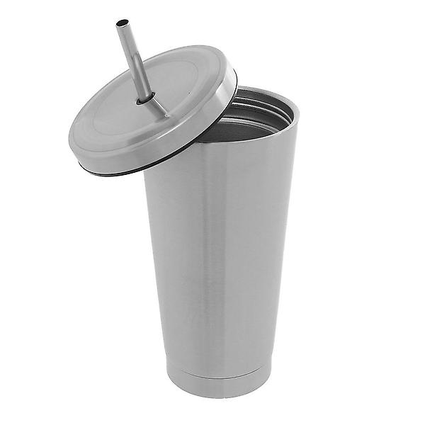  보온보냉 빨대 텀블러(500ml) (실버) 스텐 빨대컵