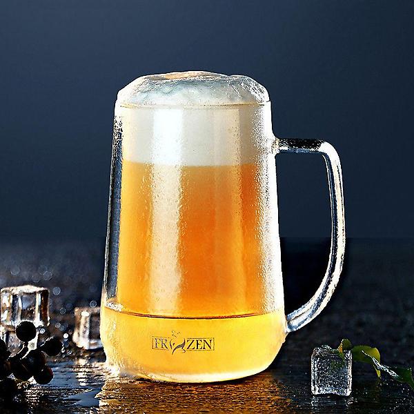  (로하티)프러즌 유리 맥주잔 450ml 이중 유리컵