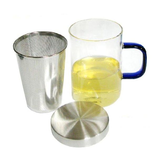  유리컵 머그컵 머그잔 물컵 뚜껑컵 티망 블루 500ml