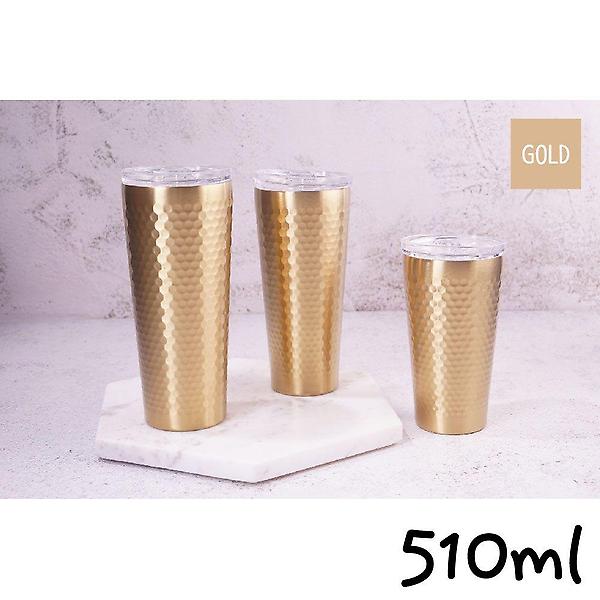  허니벌집 스텐 이중진공 보온 보냉 텀블러 골드 510ml