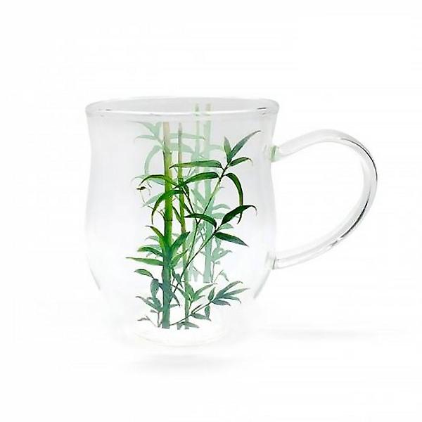  대나무 유리컵 2인 세트 400ml 예쁜 커피컵 찻잔 선물