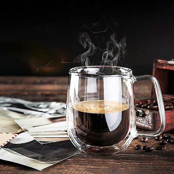  탕비실용품 손잡이 이중유리 머그컵 300ml