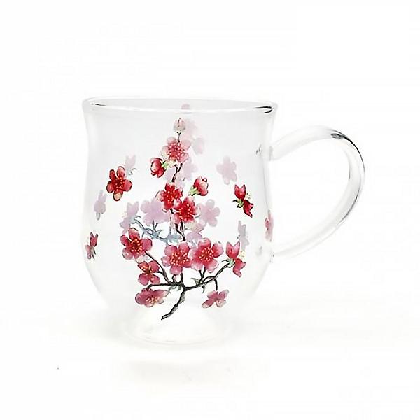  매화꽃 유리컵 2인 세트 400ml 예쁜 커피컵 찻잔 선물
