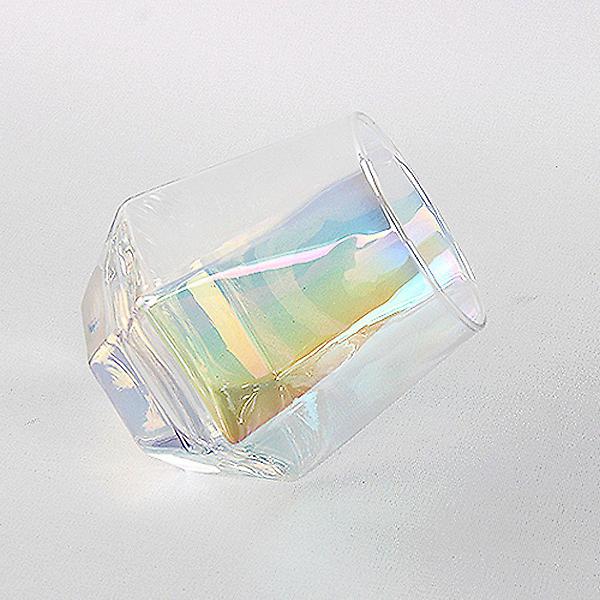 홀로그램 유리컵 육각컵 300ml / 오로라 글라스