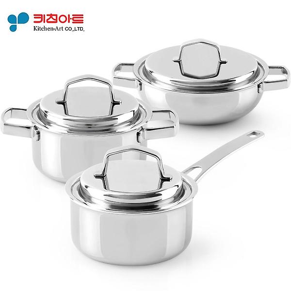  키친아트 통7중 스텐냄비 마스터피스 3종세트