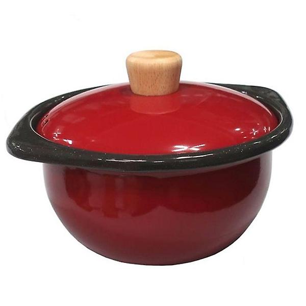  법랑 뚝배기 인덕션 뚝배기 찌개 라면 냄비 레드 1.2L