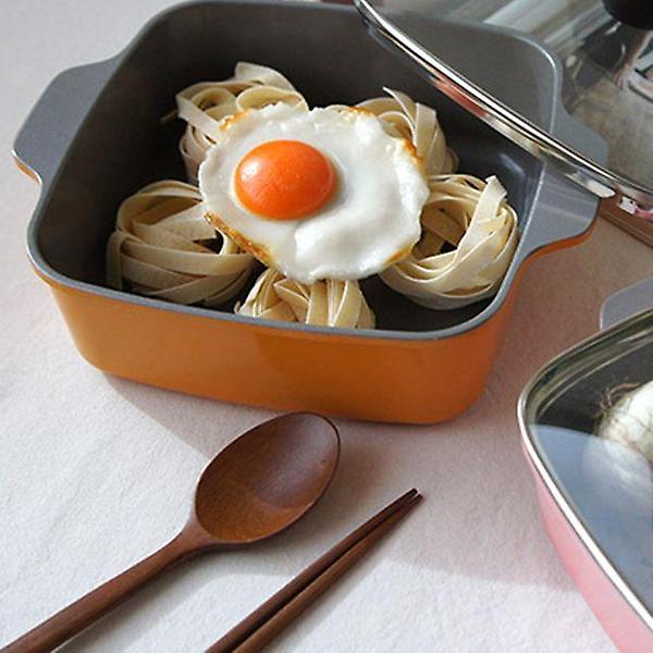  세라믹 코팅 파스텔 사각 전골냄비 2size