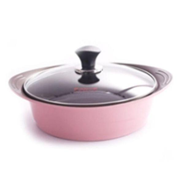  키친아트 세라믹 냄비 찌개 전골 냄비 핑크 7x24cm