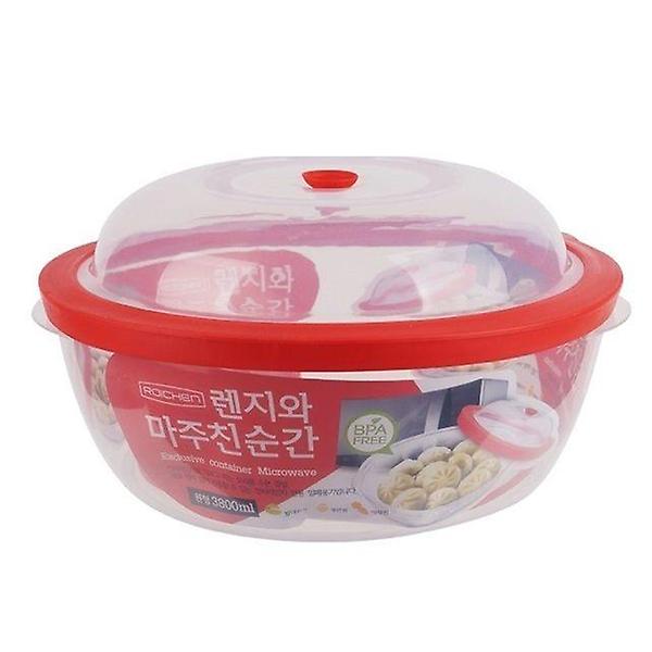  원형 렌지용기-3800mL 돔방식 이중사출 밀폐용기