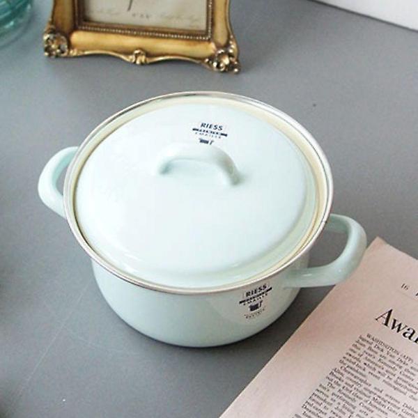  오스트리아 RIESS 리엔츠 법랑 냄비 블루 소 14cm