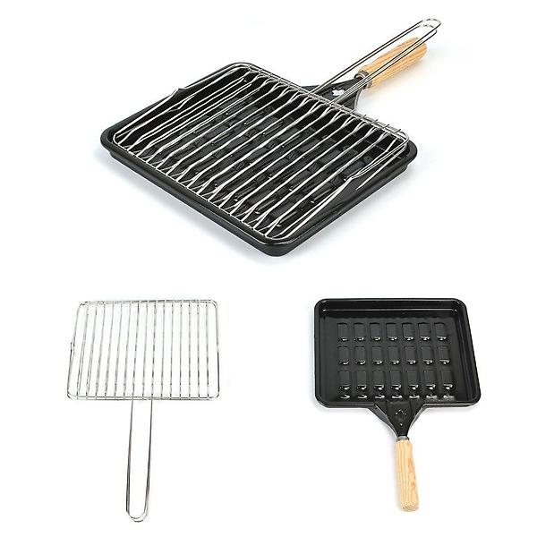 바베큐 생선구이 직화팬 석쇠 세트 24.5x20.5cm 4호