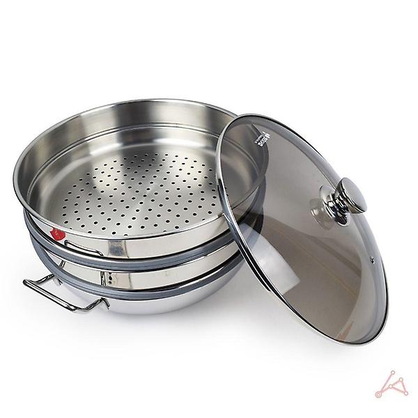  찜냄비 스텐 3단 갈비 만두 찜용기 찜솥 33cm
