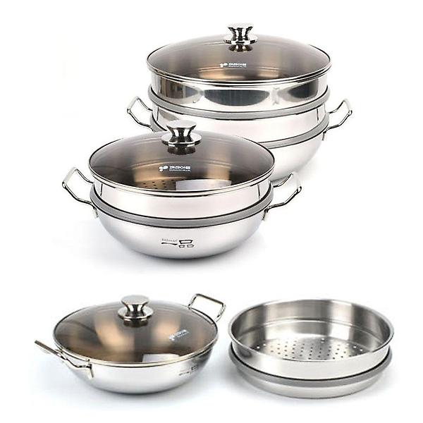  2단 통3중 스텐 인덕션 찜기 겸용 전골냄비 30cm 13호