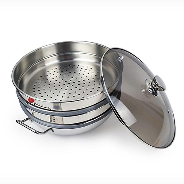  인덕션 만두 찜기 가스렌지 스텐 찜냄비 3단 33cm