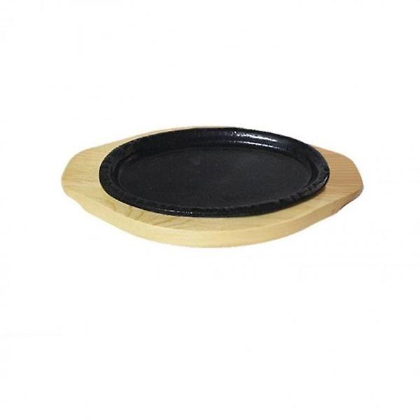  스테이크판 주물 맥반석 점타원 1호 나무밑판