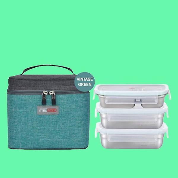  소풍도시락통 샐러드 스텐 도시락통 찬합 사각중3단