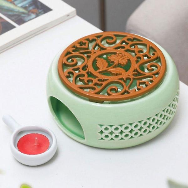  민트 브론즈 플라워 무쇠 도자기 티 워머 티포트 컵