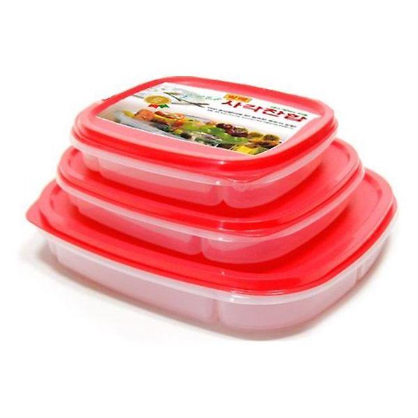  한진 사각 밀폐찬합 소 4칸형 반찬통 도시락 소풍