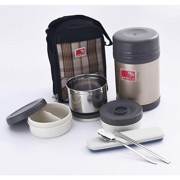  아폴로 보온 도시락통 세트 찬합 런치 박스 1600ml