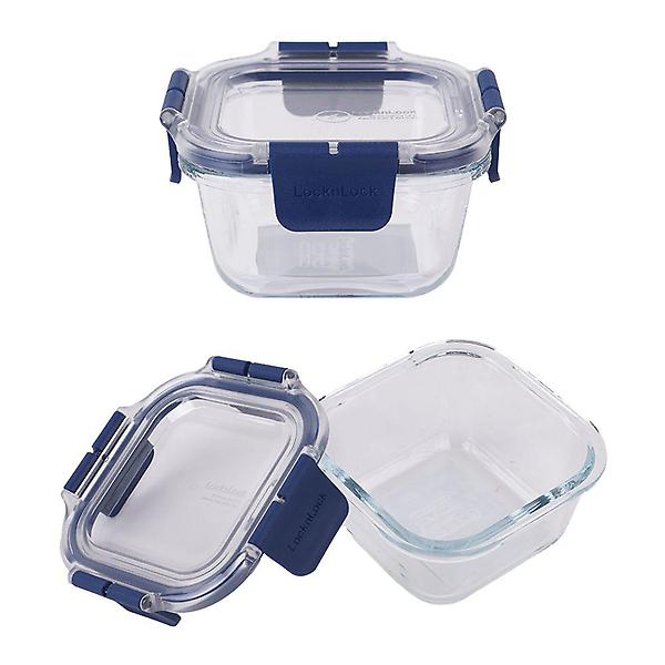  유리 밀폐 반찬통 직사각 냉동 밥 보관 용기 300ml