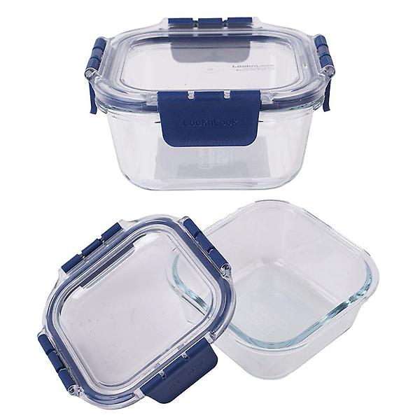  유리 밀폐 반찬통 직사각 냉동 밥 보관 용기 500ml