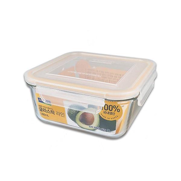  글라스락 라인 사각 밀폐용기 1200ml (5828) -O