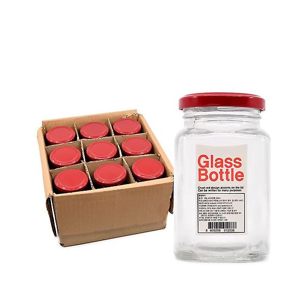  KP 사각유리병 중(9병) 300ml 조미료 향신료 양념병