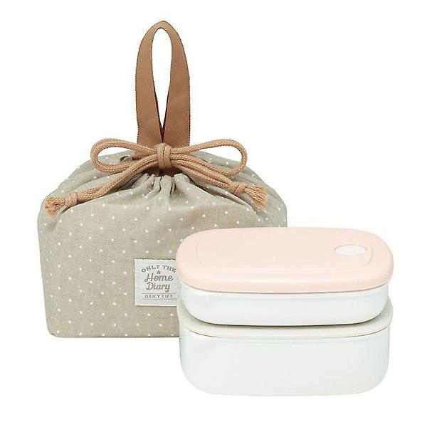  심플 슬림형 보존용기 겸용 도시락 주머니 가방 세트