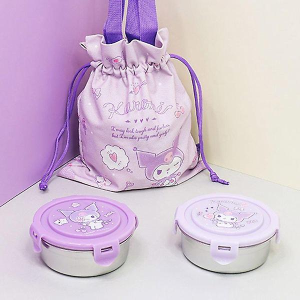  JW 쿠로미 원형스텐 2단 도시락조리개세트 보라