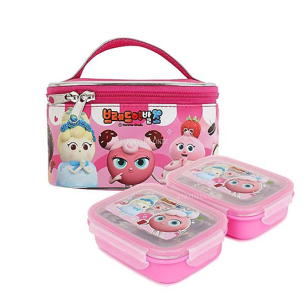  브레드이발소 머핀 이중락 스텐 2단 도시락 가방세트