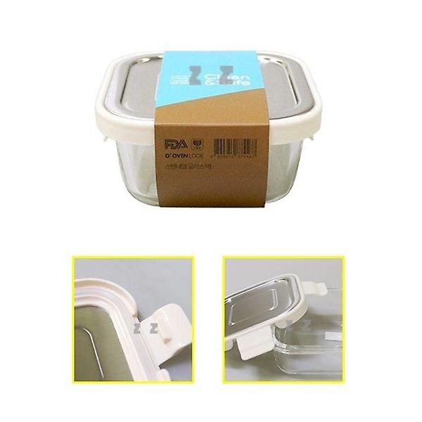  정사각형 유리 밀폐통 1호 320ml 반찬통 보관통