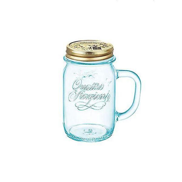  보리미올리 유리병 핸들 텀블러 드링크자 블루 415ml