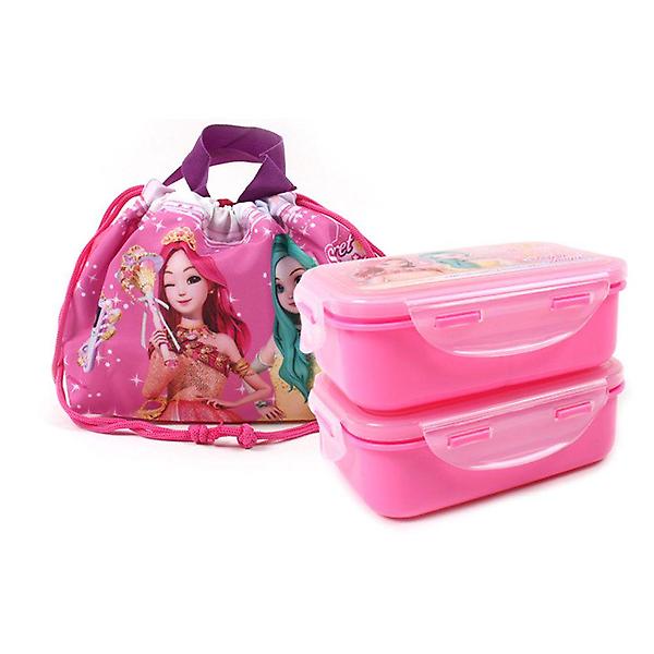  시크릿 쥬쥬 별의여신 2단 직사각 도시락 가방 세트