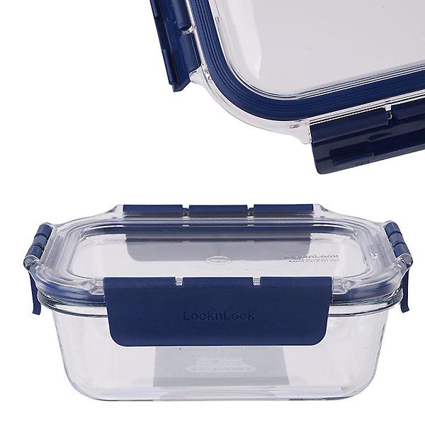  유리 밀폐 반찬통 직사각 냉동 밥 보관 용기 630ml