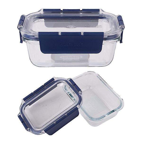  유리 밀폐 반찬통 직사각 냉동 밥 보관 용기 380ml