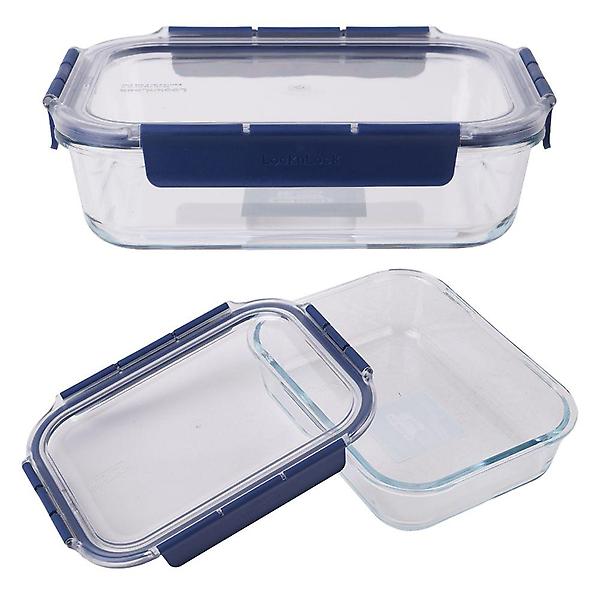  유리 밀폐 반찬통 직사각 냉동 밥 보관 용기 1.6L