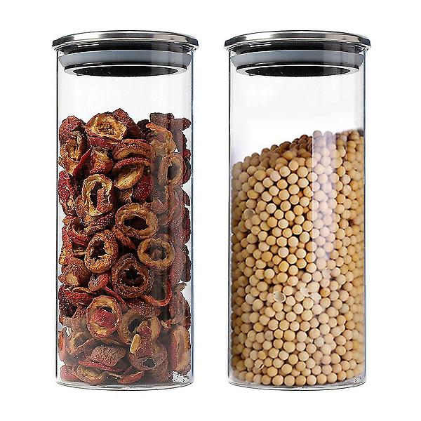  내열 유리 밀폐용기 2p 세트 원형 커피 잡곡 병
